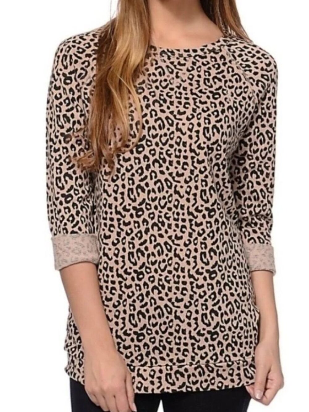 Obey Propaganda Leopard Print Knit Sweater Tunic Top Women’s Size M